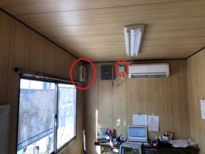 名古屋市中川区の仮設現場にて仮設電源撤去による分電盤の取外し電気工事